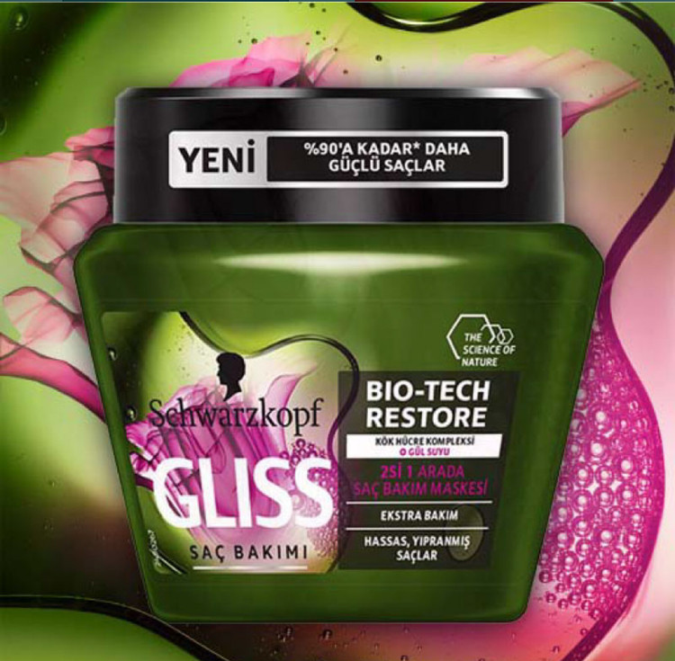 ماسک مو بازسازی کننده BIO-TECH RESTORE گلیسGLISSحجم ۳۰۰میل